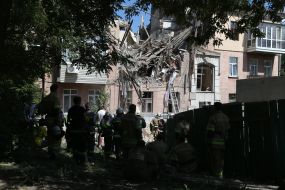 Consequences of gas explosion in an apartment building in Kiev