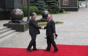 Petr Poroshenko and Rex Tillerson