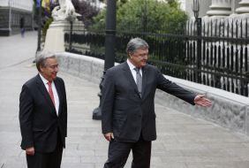 Petr Poroshenko and Antonio Guterres
