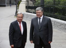 Petr Poroshenko and Antonio Guterres