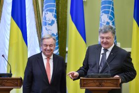 Petr Poroshenko and Antonio Guterres