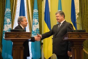 Petr Poroshenko and Antonio Guterres
