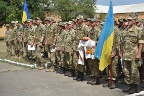 Meeting of the soldiers of the cannon battalion of the 55th art brigade