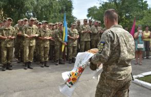 Meeting of the soldiers of the cannon battalion of the 55th art brigade