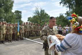 Meeting of the soldiers of the cannon battalion of the 55th art brigade