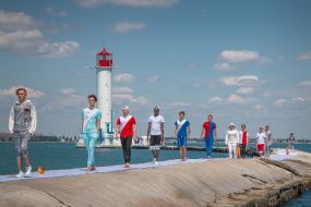 Models on the raid mole of the Vorontsov lighthouse in Odessa