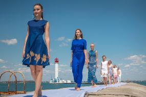 Models on the raid mole of the Vorontsov lighthouse in Odessa