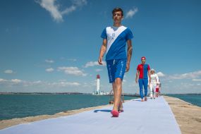 Models on the raid mole of the Vorontsov lighthouse in Odessa