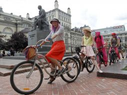 Bicycle parade of girls in Kiev