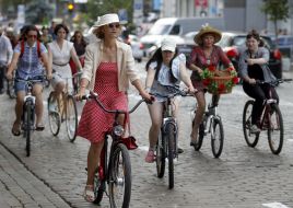 Bicycle parade of girls in Kiev