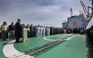Petr Poroshenko on the frigate "Getman Sagaidachny"