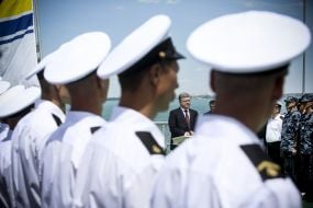 Petr Poroshenko on the frigate "Getman Sagaidachny"