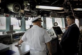 Petr Poroshenko on the frigate "Getman Sagaidachny"