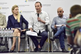 Svetlana Zalishchuk, Yegor Sobolev and Mustafa Nayem