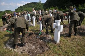 Reburial of the remains of dead soldiers