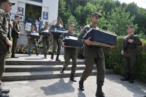 Reburial of the remains of dead soldiers