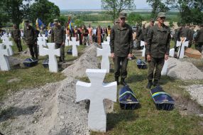Reburial of the remains of dead soldiers