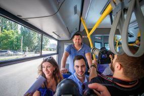Boris Filatov in a trolley bus