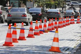 Parking fence on the road