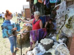 Products of folk artists at the fair-sale