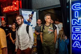 The audience comes out of the cinema