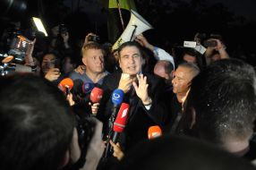 Mikheil Saakashvili at the checkpoint "Shegini"