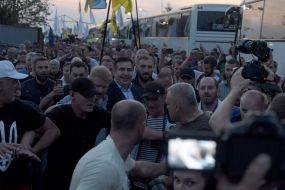 Mikheil Saakashvili at the checkpoint "Shegini"