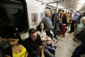Passengers in the subway car