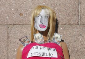 Mannequin with a photo of Vitali Klitschko