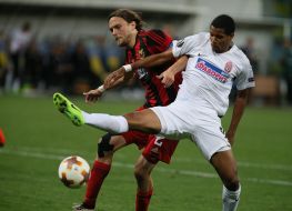 The game moment between FC "Zarya" and FC "Ostersund"