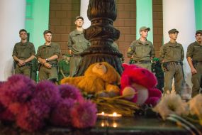 People brought flowers and toys