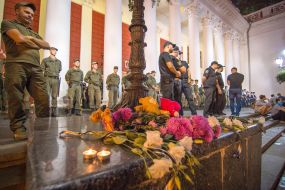 People brought flowers and toys