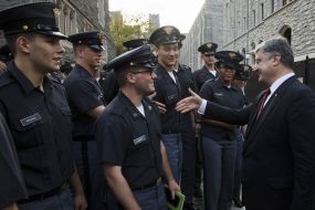 Petr Poroshenko photographed with the Cadets
