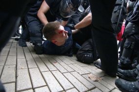 Clash between protesters and law enforcement officers