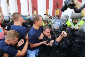 Clash between protesters and law enforcement officers
