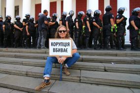 Meeting near the city hall in Odessa