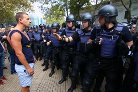 Law enforcers surrounded the building of the city hall in Odessa