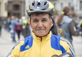 Member of the cycle tour from Uzbekistan to Kamenskoye