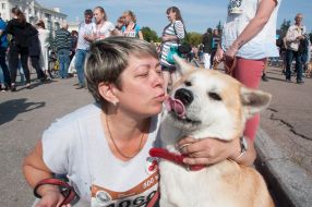 Participants of the race with dogs