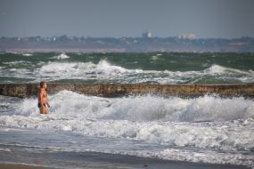 Man bathing in the sea