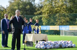 Petro Poroshenko at a football stadium