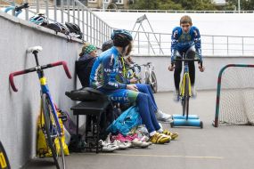 Pupils of children's sports school of the Kiev cycling track