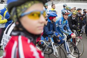Pupils of children's sports school of the Kiev cycling track