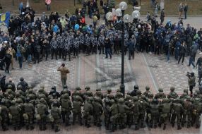 Law enforcement officers near the building of the Verkhovna Rada