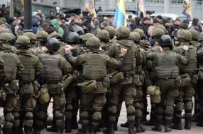 Law enforcement officers near the building of the Verkhovna Rada
