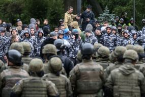 Activists of the "National Corps" near the Verkhovna Rada