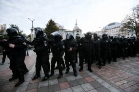 Activists of the "National Corps" near the Verkhovna Rada