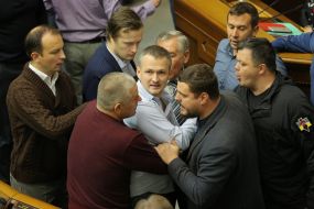 Fight in the hall of Parliament