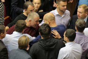 Fight in the hall of Parliament