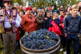 Barrel with grapes
